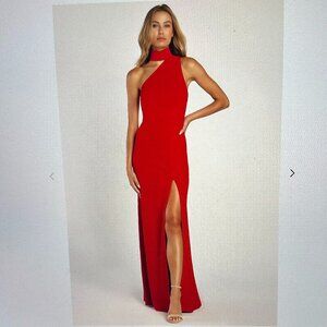 Lulu's Red Asymmetrical Maxi Dress